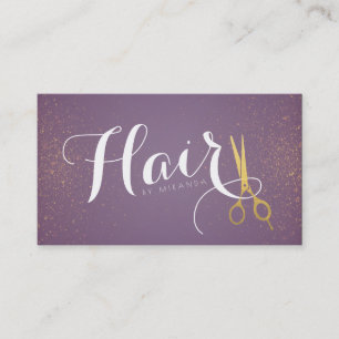 Vintage Lila und Imitate Goldschere Friseur Salon Terminkarte