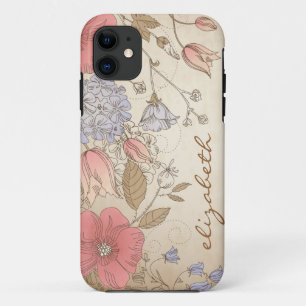 Vintage lila und rote Blumen iPhone 5 Hülle