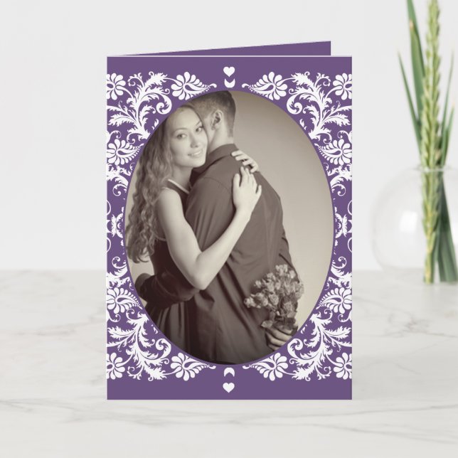 Vintage Lila Viktorianische Blütendampfer-Hochzeit Einladung (Vorderseite)