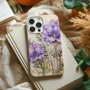 Vintage lila Wasserfarben-Blumen-Handyhülle Case-Mate iPhone 14 Pro Max Hülle