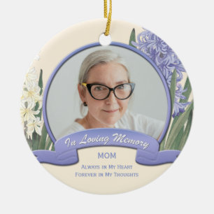 Vintage lila weiße Hyazinthen in liebevoller Erinn Keramik Ornament