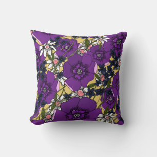 Vintage lila Wildblumen Kissen