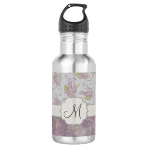 Vintage Lila Wisteria mit Monogramm Trinkflasche