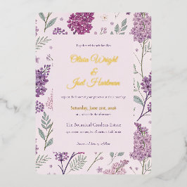 Vintage Lilac Garden Romance Wedding Folieneinladung
