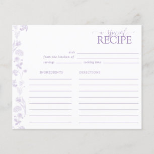 Vintage Lilac Lavender Floral Script Rezeptkarte