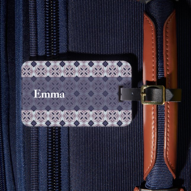 Vintage Lilac Ornate Tile Pattern Gepäckanhänger (Vorderseite Insitu 4)