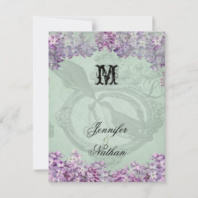 Vintage Lilacs Locket Wedding RSVP Card (Vorderseite)