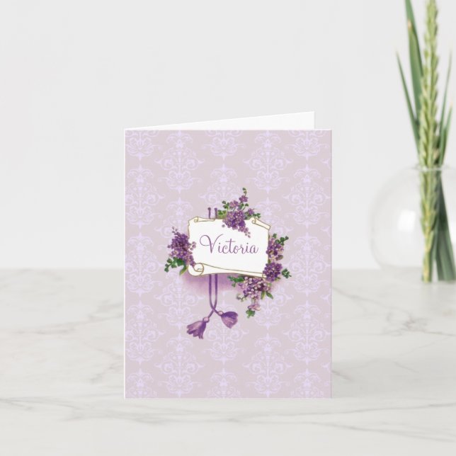 Vintage Lilacs Personalized Note Card (Vorderseite)