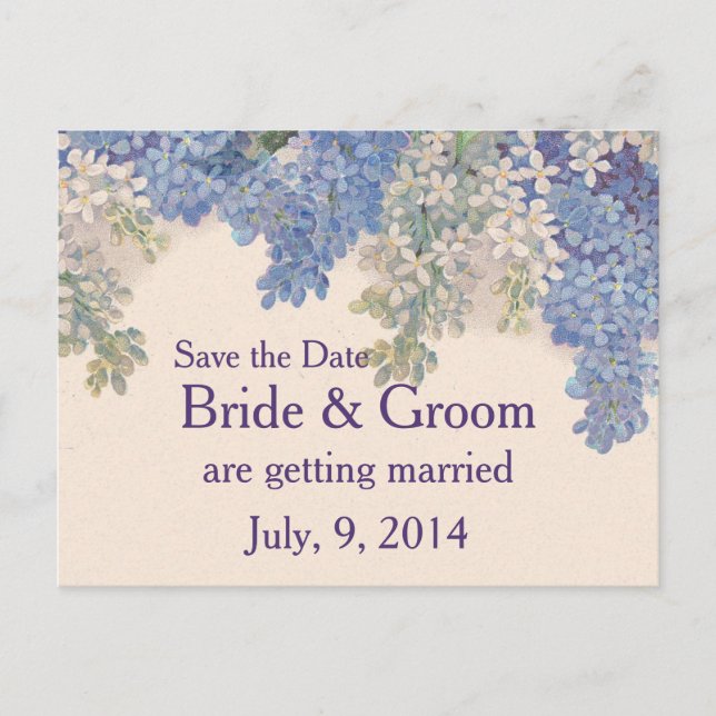 Vintage Lilacs Save the Date Postkarte (Vorderseite)