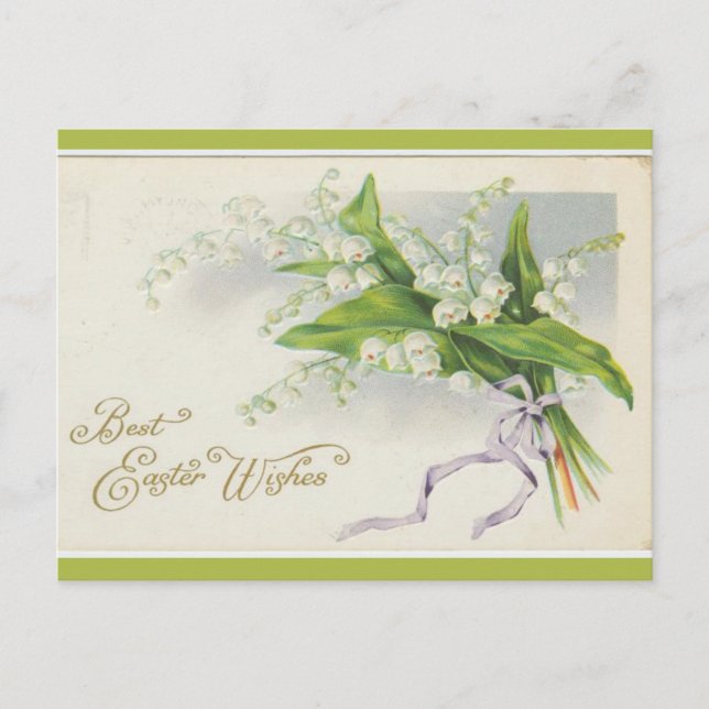 Vintage Lilie des Tals Beste Osterwünsche Postkarte (Vorderseite)
