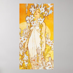 Vintage Lilie durch Alphonse Mucha Poster