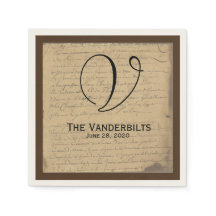 Vintage Lilie Liebe Letter Wedding Napkins