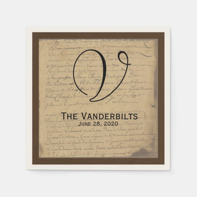 Vintage Lilie Liebe Letter Wedding Napkins Serviette (Vorderseite)