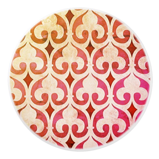 Vintage Lilie Muster Möbelknopf Keramikknauf (Vorderseite)