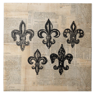 Vintage Lilie Symbole Fleur-de-lis Art Fliese