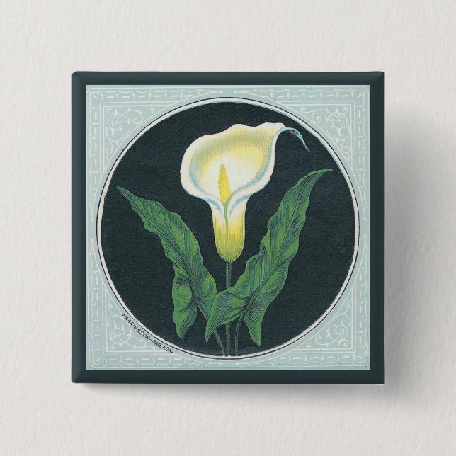 Vintage Lilien-Blume Button (Vorderseite)