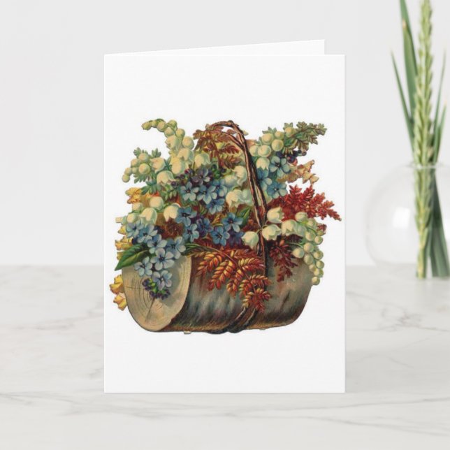 Vintage Lilien des Tals & vergiss mir Nots, Karte (Vorderseite)