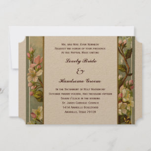 Vintage-Lilien-Kreuz Katholische Hochzeitseinladun Einladung