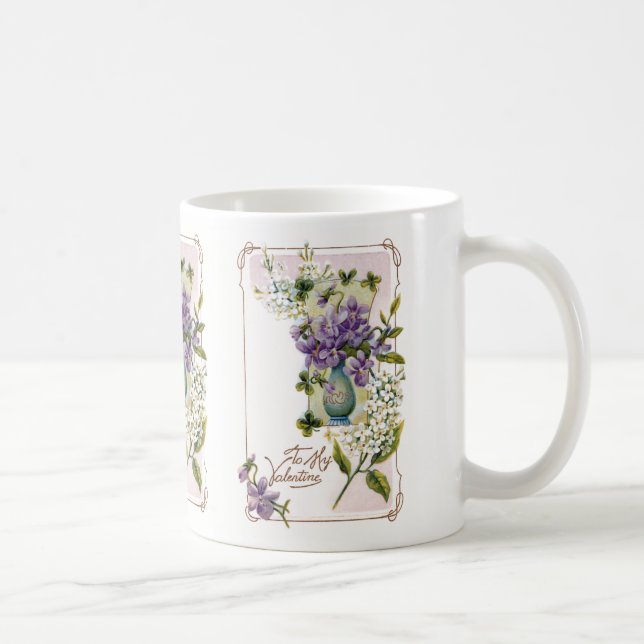 Vintage Lilien und Violetten Kaffeetasse (Rechts)