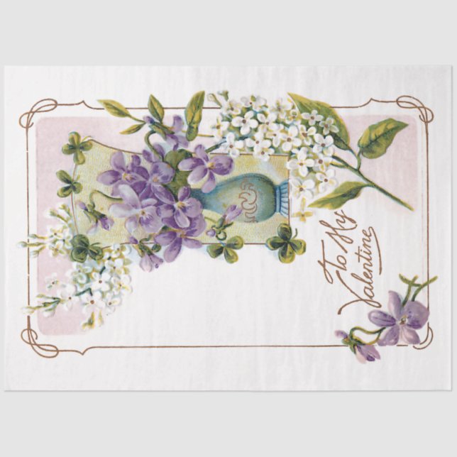 Vintage Lilien und Violetten Seidenpapier (Vorderseite)