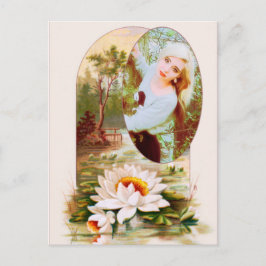 Vintage Lilly Pads Blume Frame für jedes Foto Postkarte