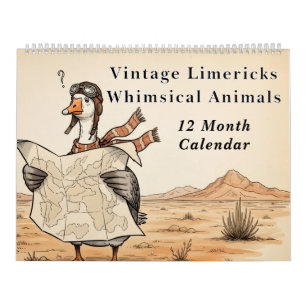 Vintage Limericks Whimsical Animals   Unsinn Kalender