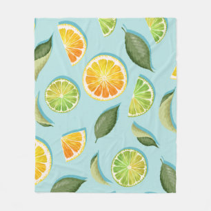 Vintage-Limette-Zitrone-Blau-Muster Fleecedecke