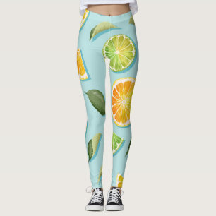 Vintage-Limette-Zitrone-Blau-Muster Leggings