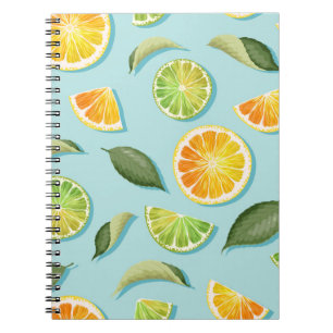 Vintage-Limette-Zitronen-Blau-Muster Notizblock