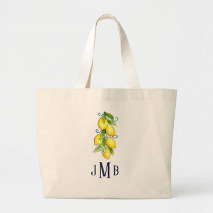 Vintage-Limonen-Monogramm-Tragetasche Jumbo Stoffbeutel