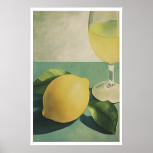 Vintage-Limonen- und Limoncello-Cocktail-Kunstprin Poster
