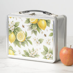 Vintage-Limonenblüten-Muster Cottagecore-Zitrusf Metall Brotdose
