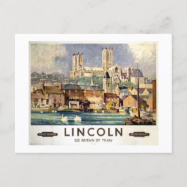 Vintage Lincoln Kathedrale Britische Eisenbahn Postkarte