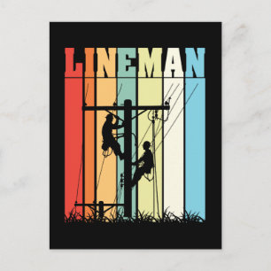 Vintage Lineman Retro Elektroarbeiter Geschenkidee Postkarte