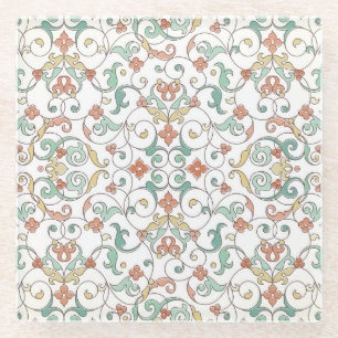 Vintage-Linienkunst-Ostornament Glasuntersetzer