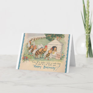 Vintage - Lining Up to Bring Birthday Wishes, Karte