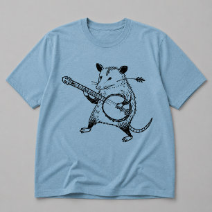 Vintage-Linolschnitt: Opossum spielt Banjo T-Shirt