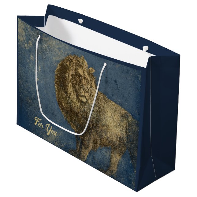Vintage Lion Große Geschenktüte (Vorderseite Schrägansicht)