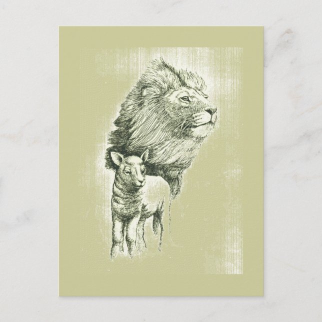 Vintage Lion & Lamb Postkarte (Vorderseite)
