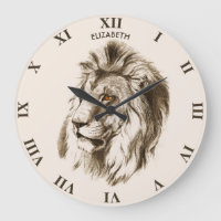 Vintage Lion mit orangefarbenen Augen transparent 