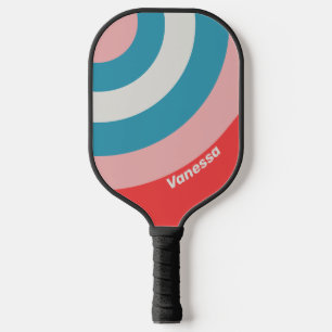 Vintage Lippenstift Kreis Streifen mit Namen Pickleball Schläger