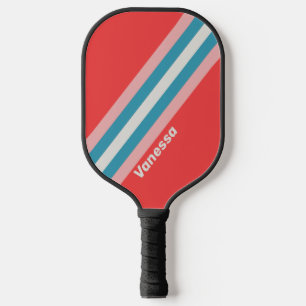Vintage Lippenstift Streifen mit Namen Pickleball Schläger