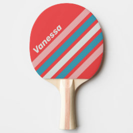 Vintage Lipstick Angled Striping with Name Tischtennis Schläger