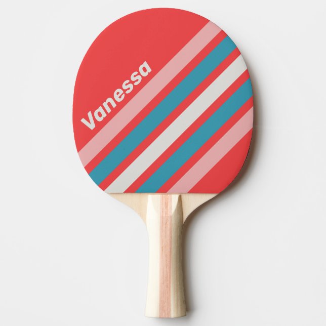 Vintage Lipstick Angled Striping with Name Tischtennis Schläger (Vorderseite)