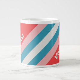 Vintage Lipstick Stripes with Name Jumbo-Tasse
