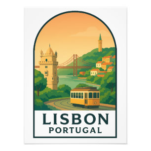 Vintage Lissabon Portugal – Retro Reise Stadt Fotodruck