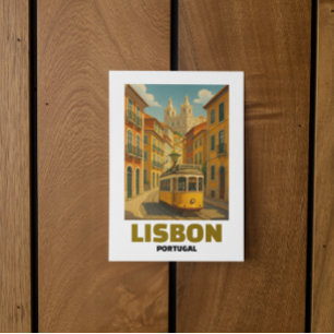 Vintage Lissabon Portugal Retro-Straßenbahn Stadta Postkarte