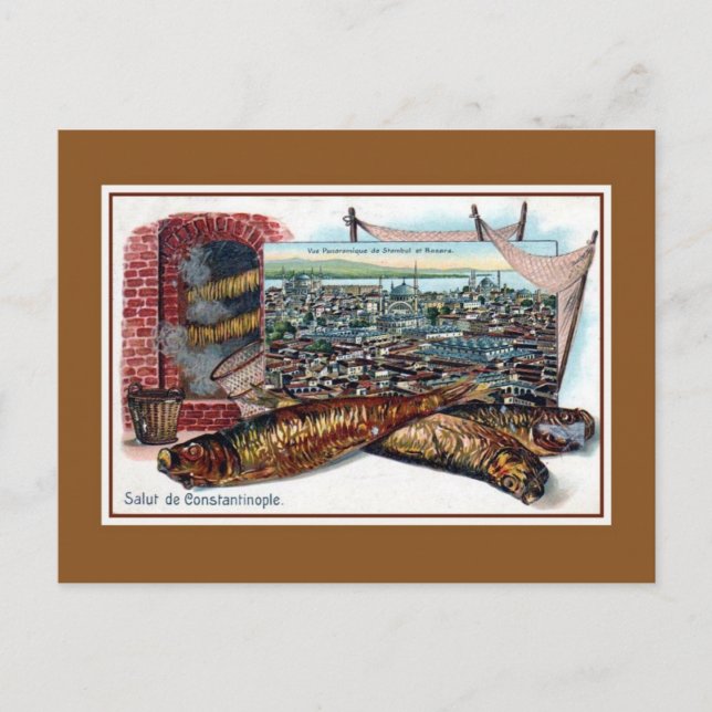 Vintage Litho-Grüße aus Konstantinopel Postkarte (Vorderseite)