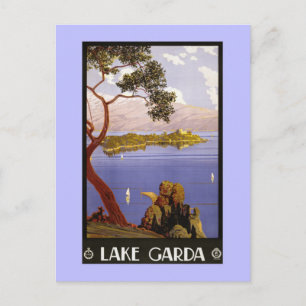 Vintage-Litho-Reiseanzeige Gardasee Italien Postkarte