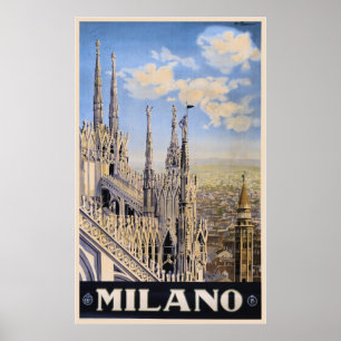 Vintage Litho Reiseanzeige Mailand Italien Poster